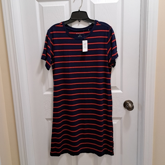 ❤️ BCBGeneration 2 Pack Dresses Navy Red Striped Solid Women's Medium Dress NWOT - Picture 11 of 16